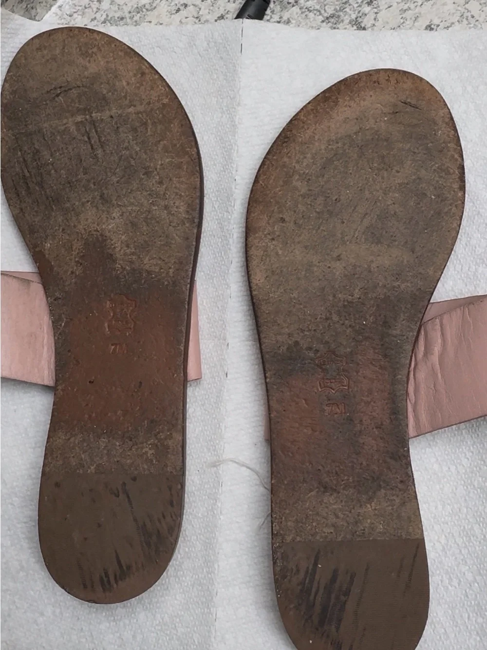 Tory Burch Blush Pink Leather Logo Slide Sandals